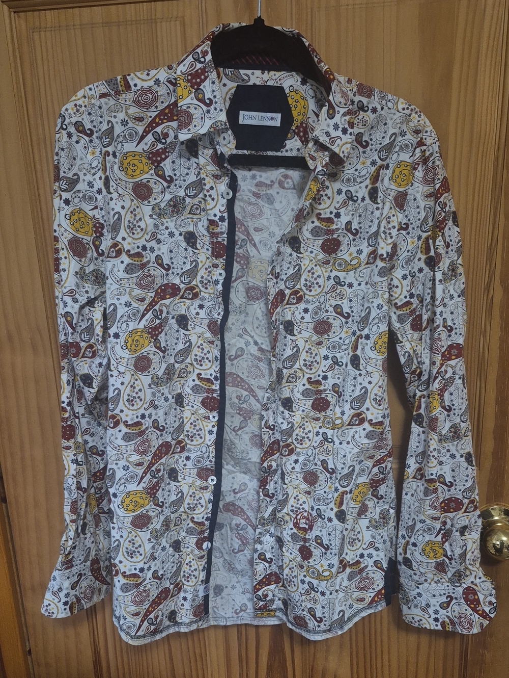 John Lennon White Paisley Print Long-Sleeve Button-Down Shirt